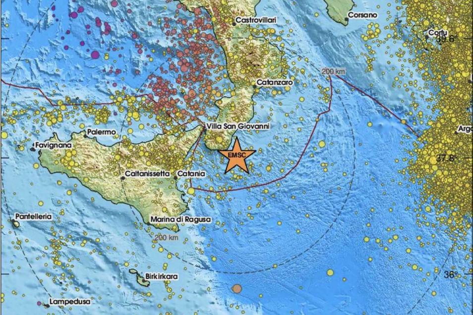 Localizzazione mappa della sismicità (sito WEB EMSC)